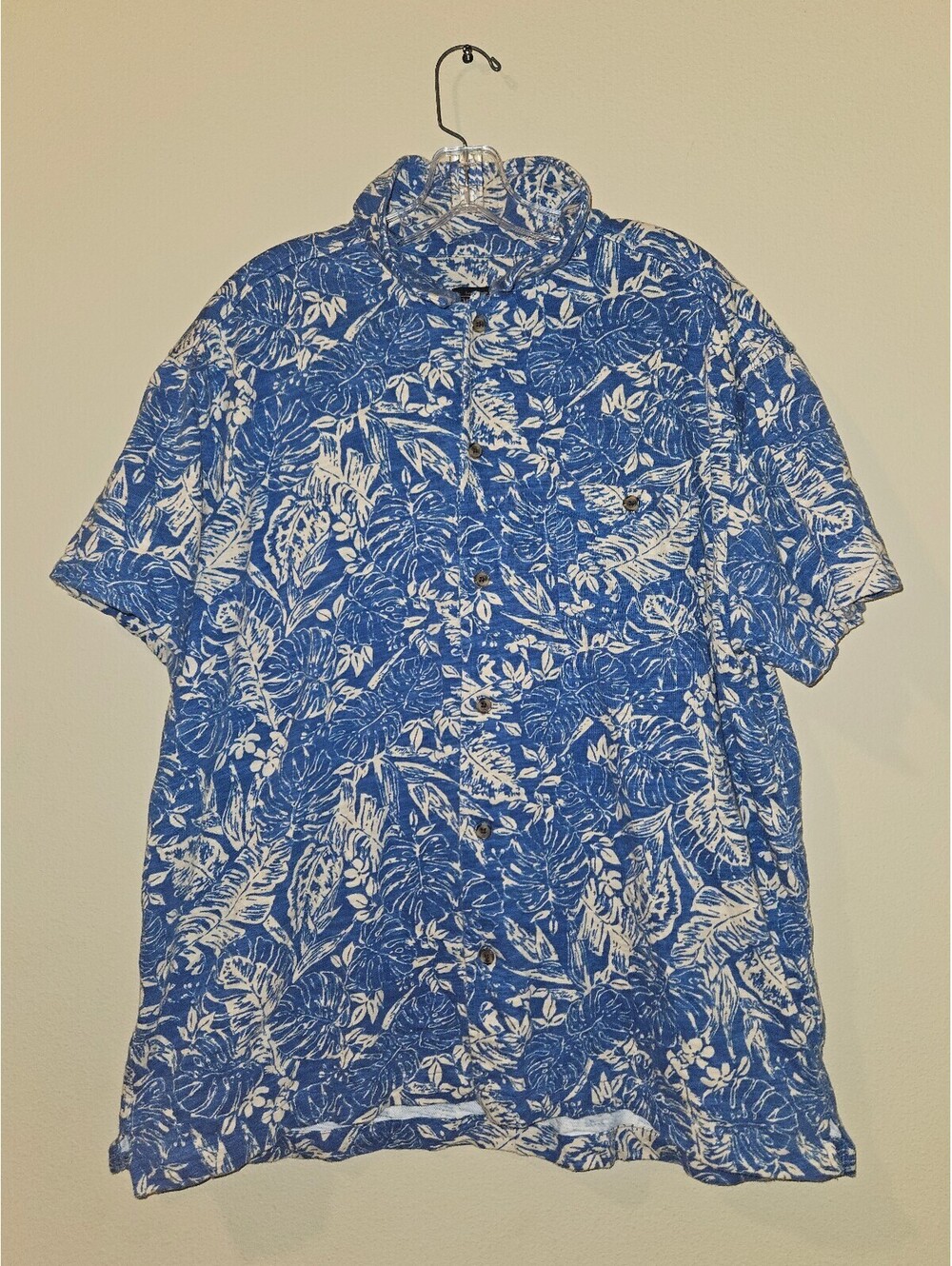 Pendleton Men's XL Blue Tropical Monstera Leaf Print Cotton
